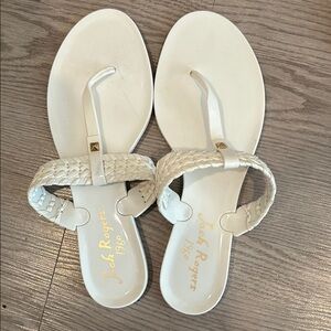 Jack Rogers White Sandals T-Strap Minimalist Design